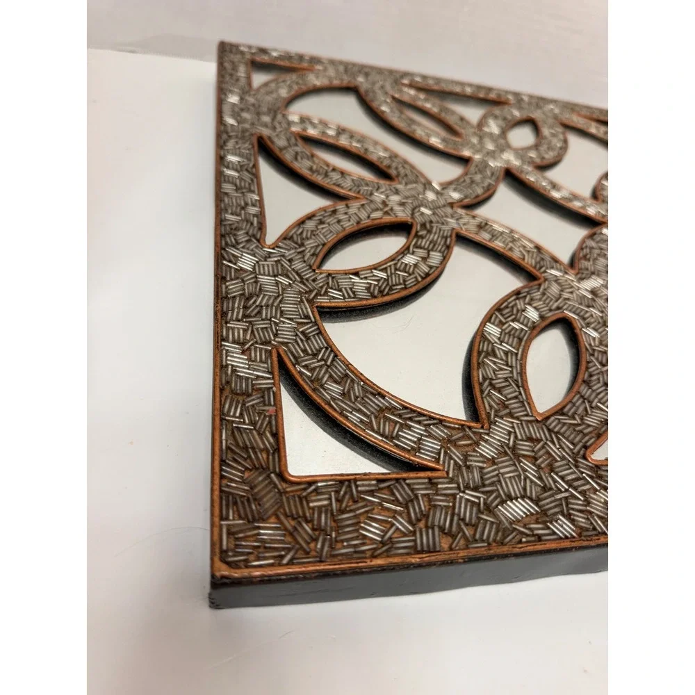 Pier 1 One Imports Mirror Square Seed Beaded Gold 14